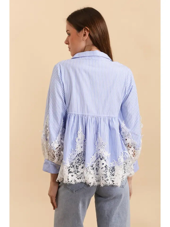 Aimie Striped Shirt & Guipure Lace