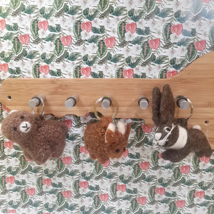 Handmade Felt Fair Trade Highland Cow Keyring