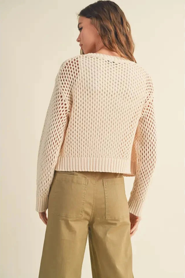 Crochet Knit Button Down Cardigan