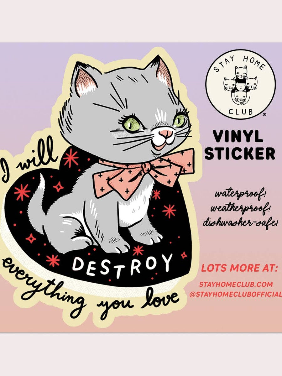 Destroy Kitten Vinyl Sticker