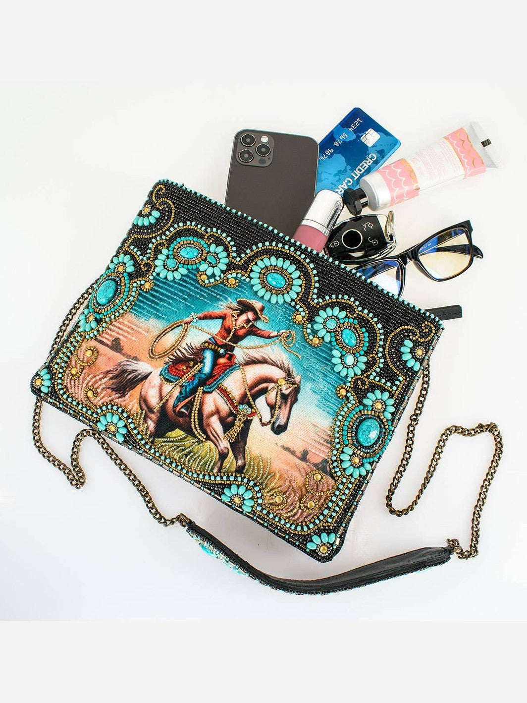 Cowgirl Beaded and Embroidered Western Crossbody Handbag