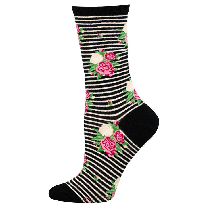 Rows of Roses Black Socks