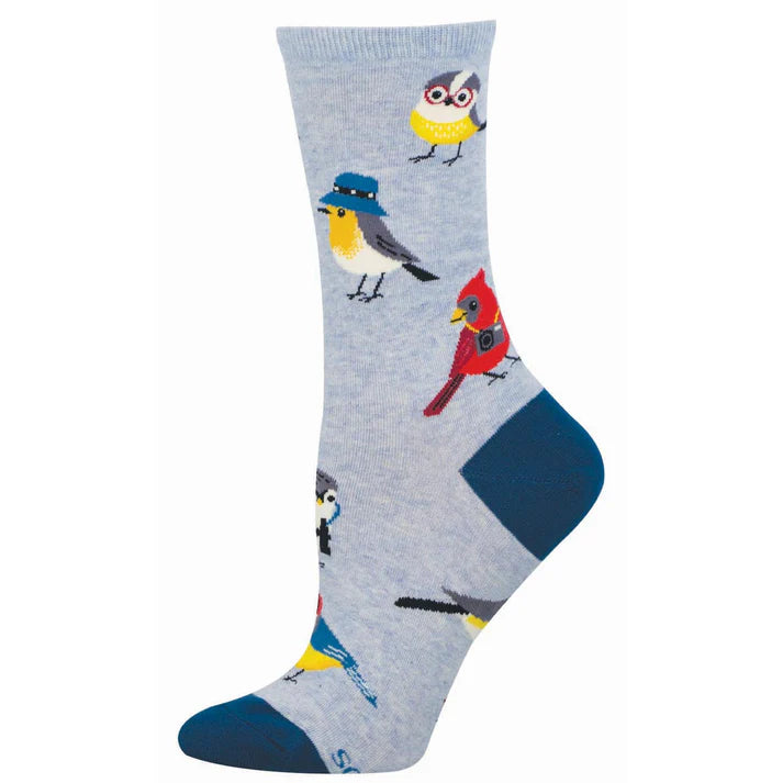 Bird is the Nerd Blue Heather Socks
