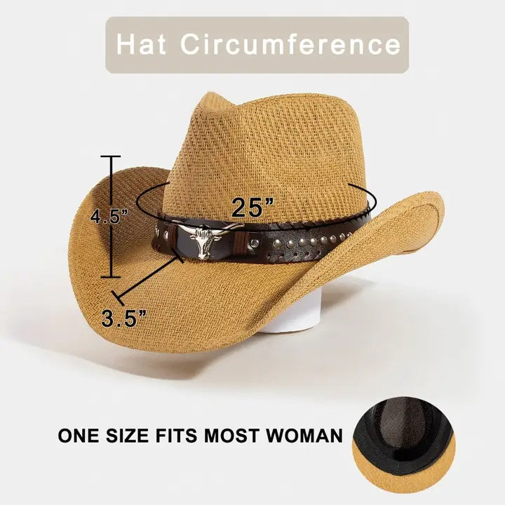 Straw Western Cowboy Hat Tan