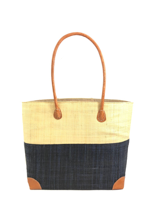 Trinidad Two Tone Straw Basket Bag