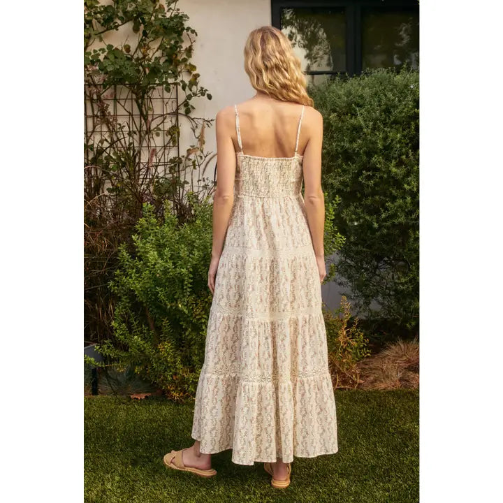 Feel the Heart Lace Trim Tiered Maxi Dress