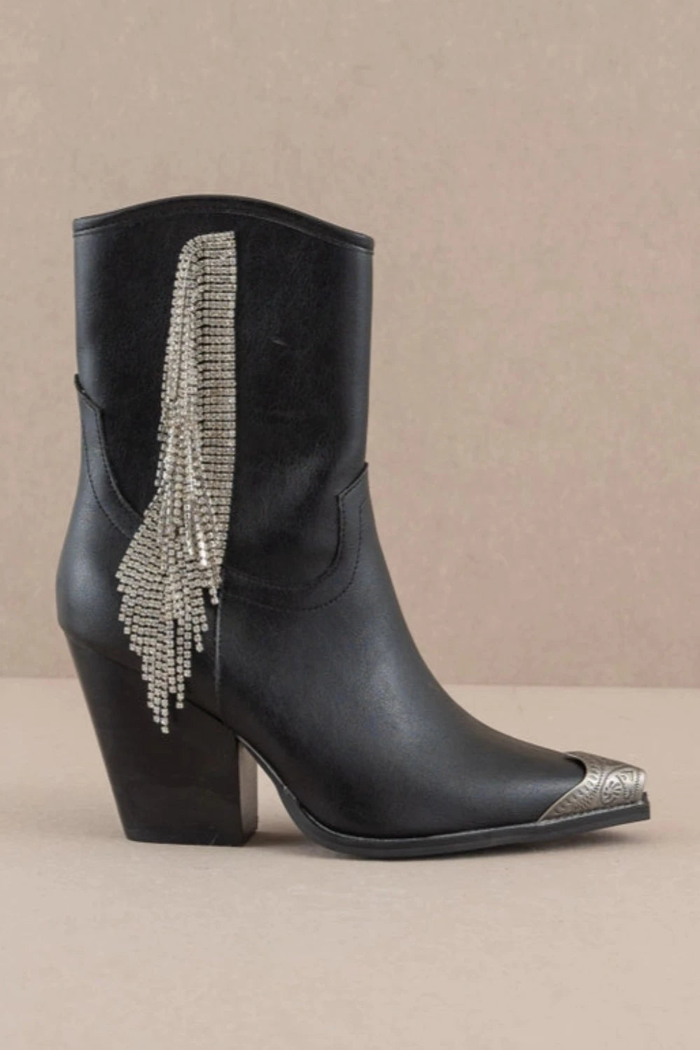 THE KAI Rhinestone Fringe Cowboy Boots | Black