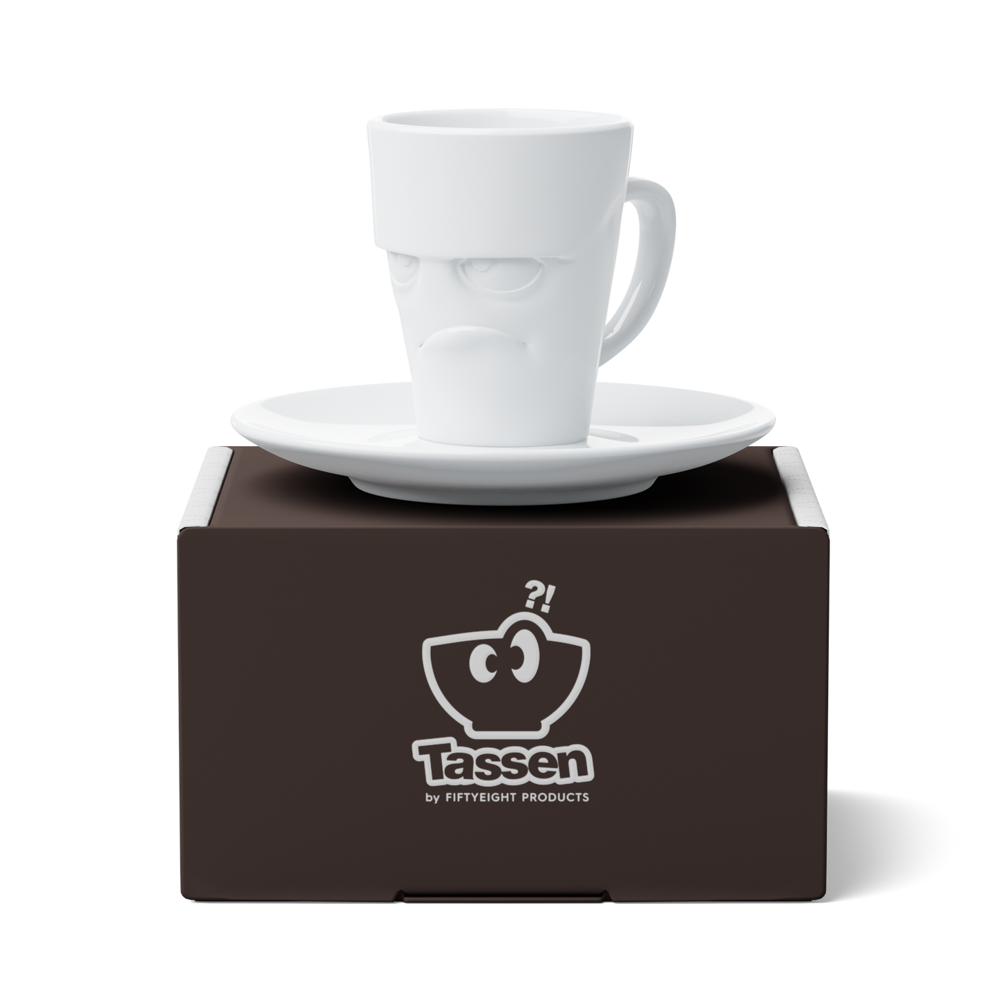 Grumpy Face Espresso Cup with Saucer