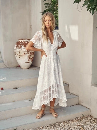 Snow White Lace Angel Maxi Dress