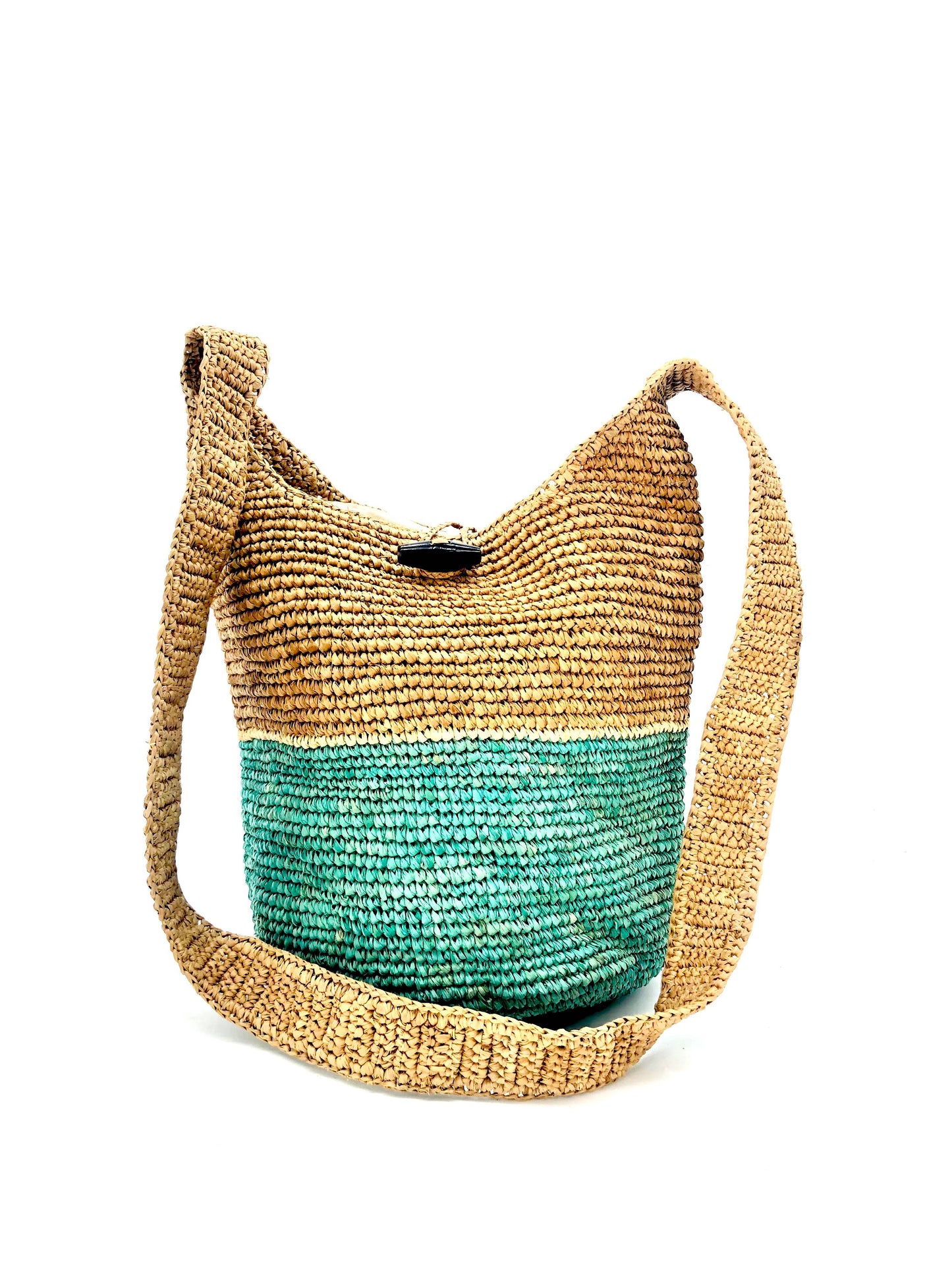 ConCon Two Tone Crochet Straw Crossbody Bag - Packs Flat