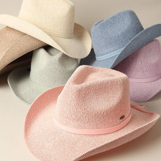 Solid Color Terry Cloth Cowboy Panama Adjustable Sun Hat