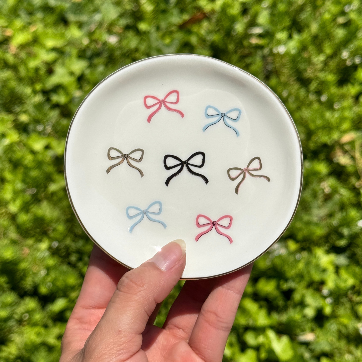Multicolor Bows - Round Trinket Tray