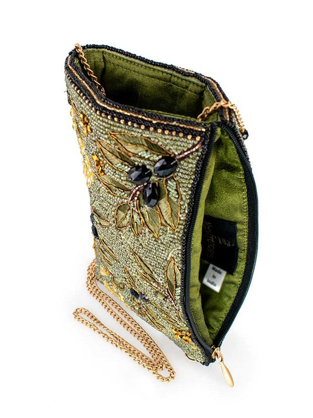 Olive Branch Beaded & Embroidered Crossbody Phone Bag