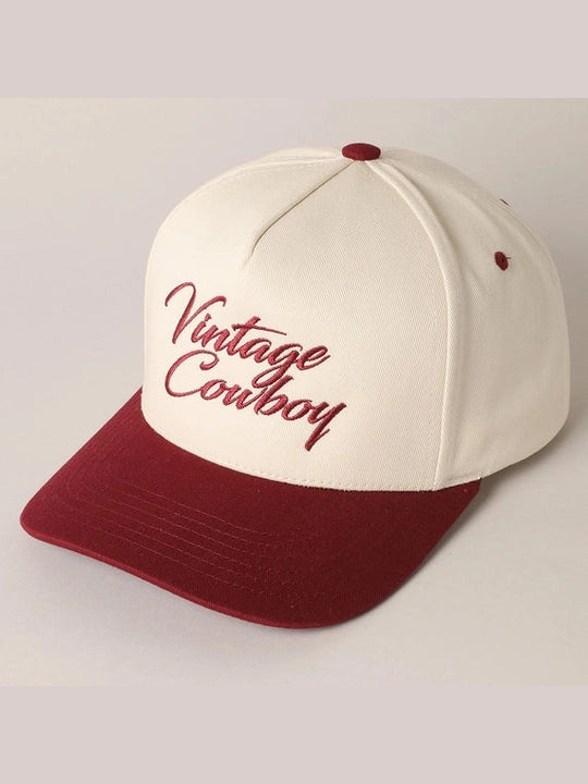 Vintage Cowboy Embroidery Two Tone Baseball Cap
