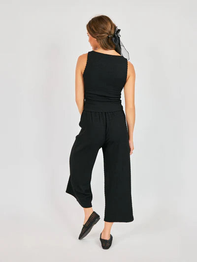 Black Textured Pants