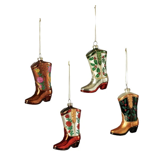 Fancy Glass Cowboy Boot Ornament