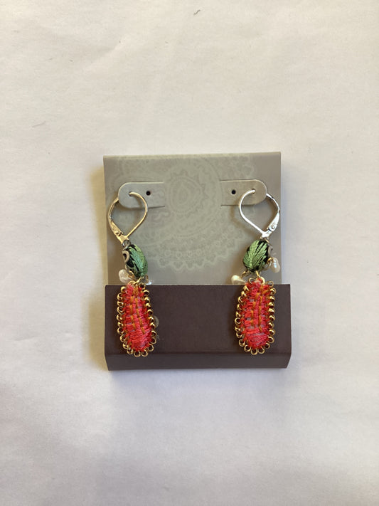 Red Drop Earring Set