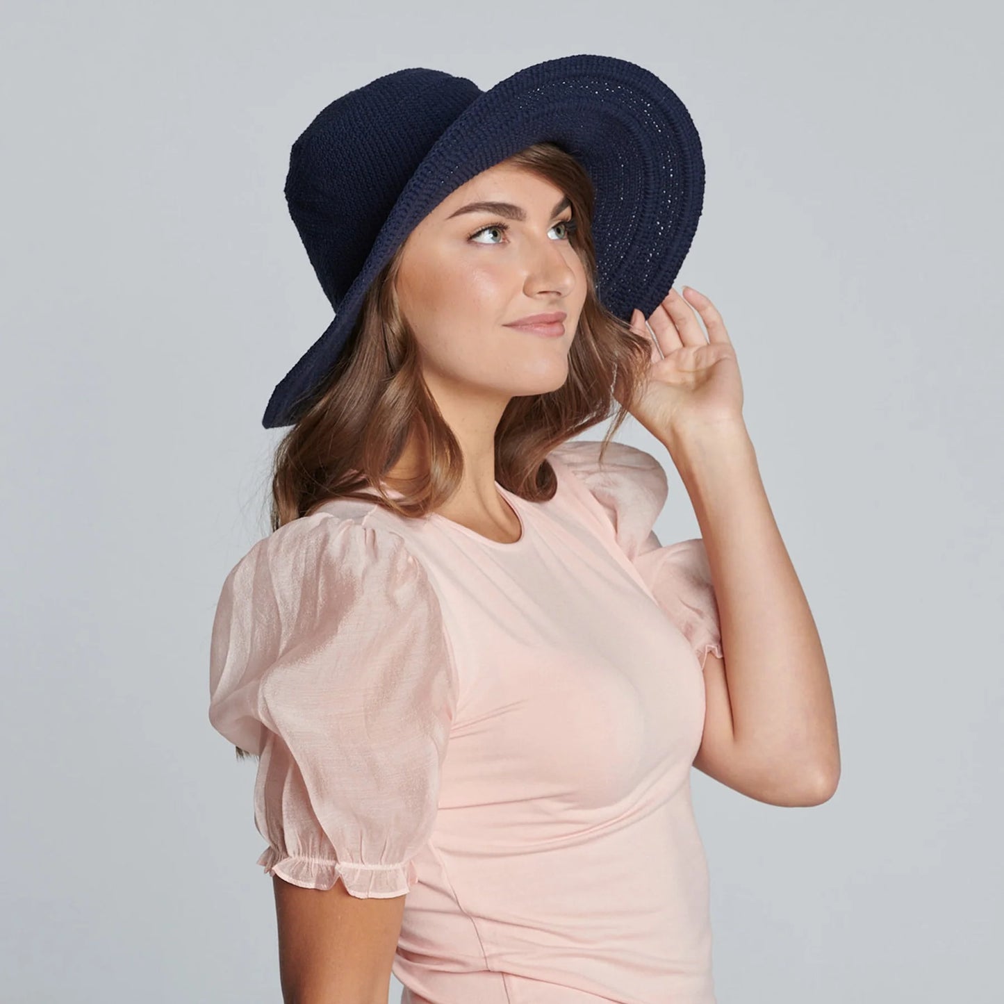 Women's Cotton Crochet Large Brim Hat