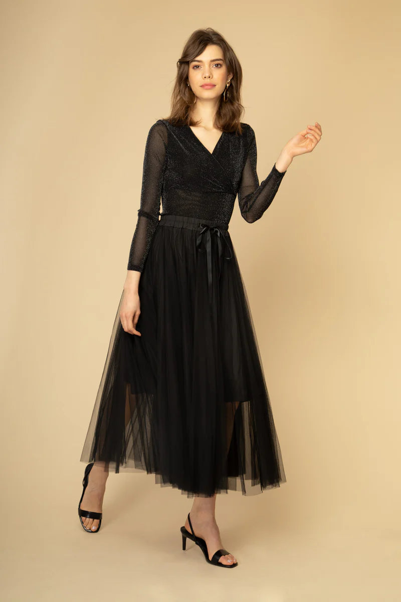 Aria Long Tulle Skirt - Black