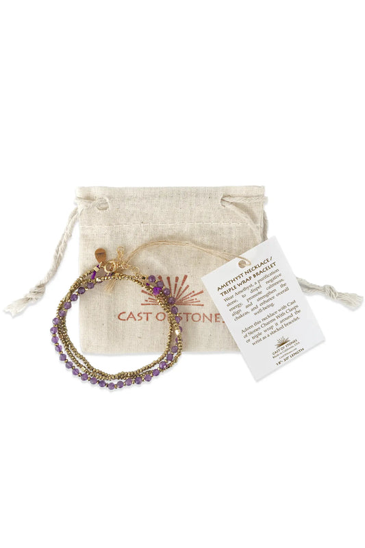 Amethyst Necklace/Triple Wrap Bracelet