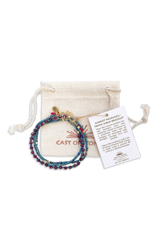 Garnet Necklace/Triple Wrap Bracelet