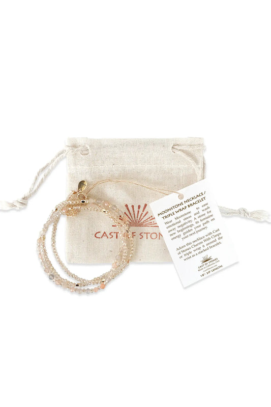 Moonstone Necklace/Triple Wrap Bracelet