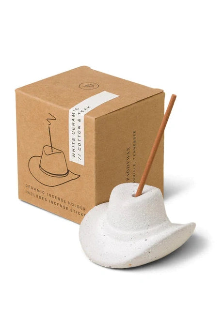 Cowboy Hat Incense Holder - White