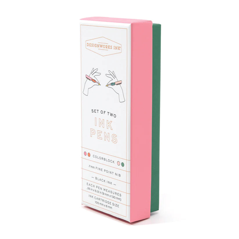 Color Block Pens - Set of 2 | Red Orange + Emerald