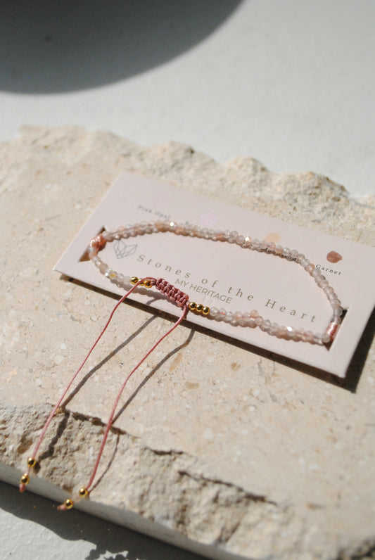 Pink Gems Mix, Gold Plated Bracelet