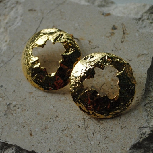 Texture Circle Earring 14K Gold