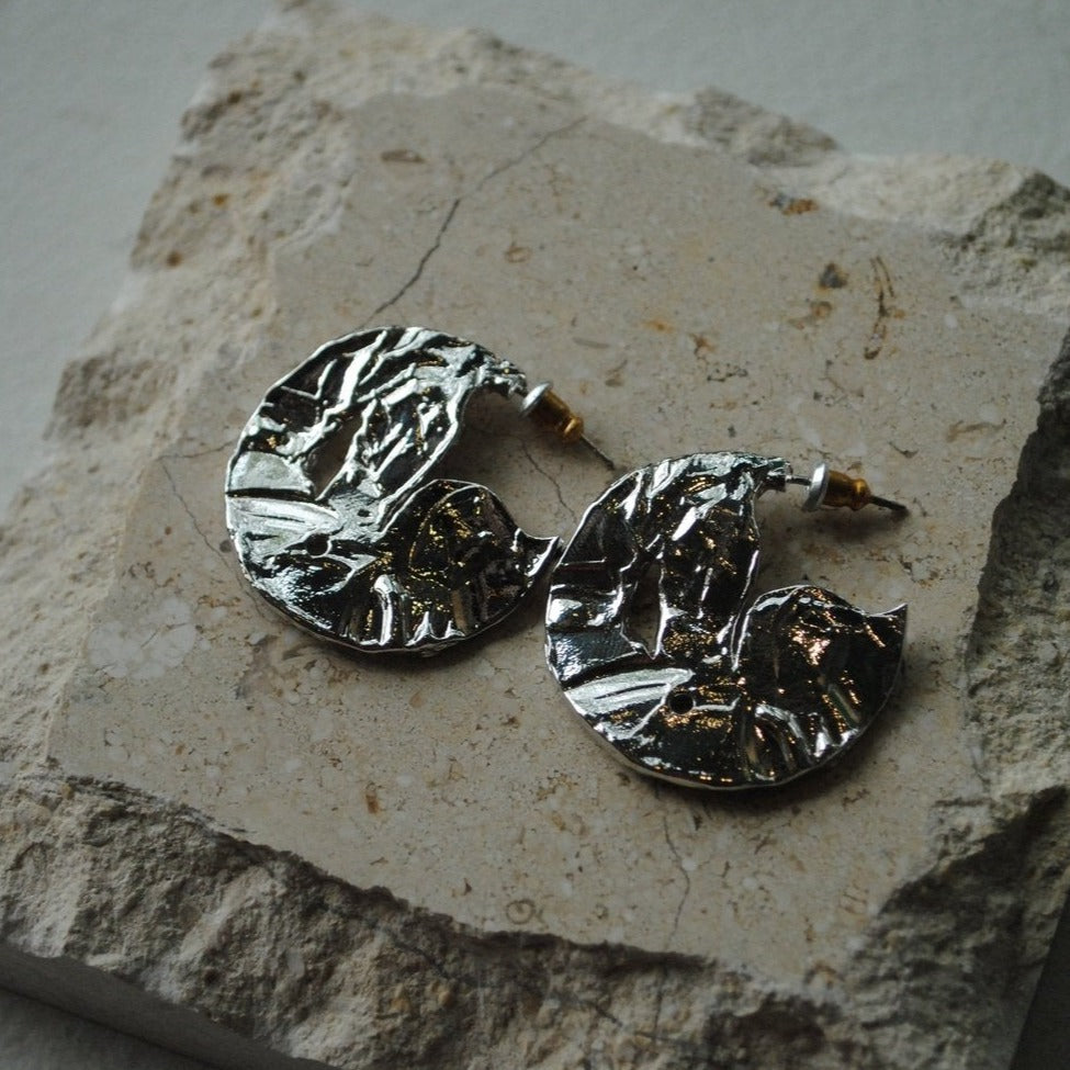 Texture Solid Hoop Stud Earrings