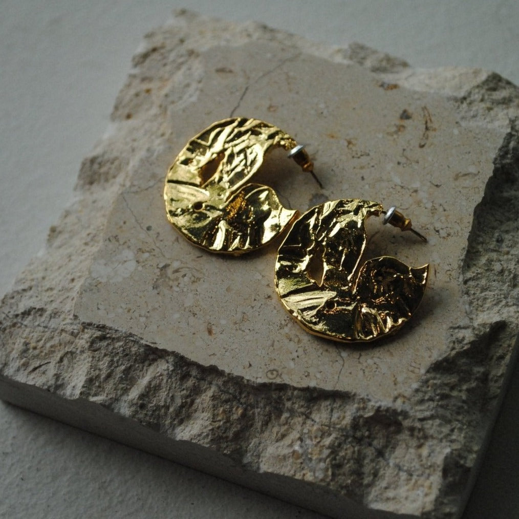 Texture Solid Hoop Stud Earrings