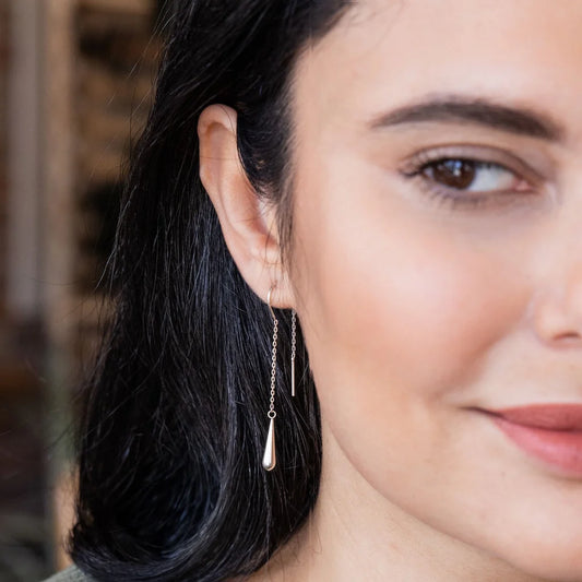 Teardrop Threader Sterling Silver - Refined Earring Collection