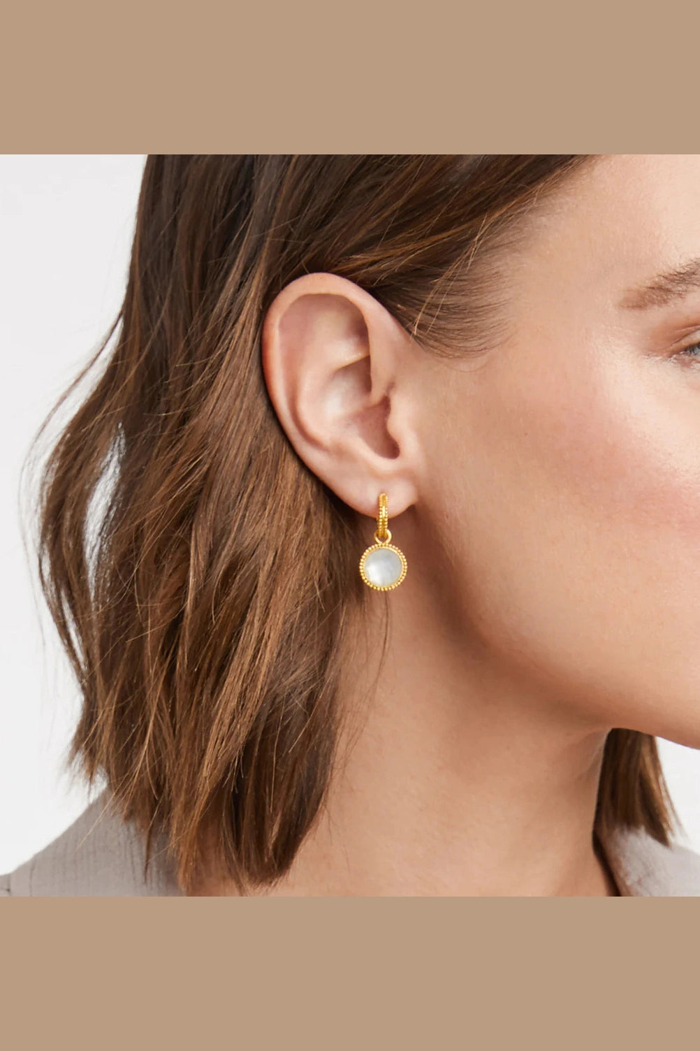 Fleur-de-Lis Hoop & Charm Earring-Iridescent Clear Crystal