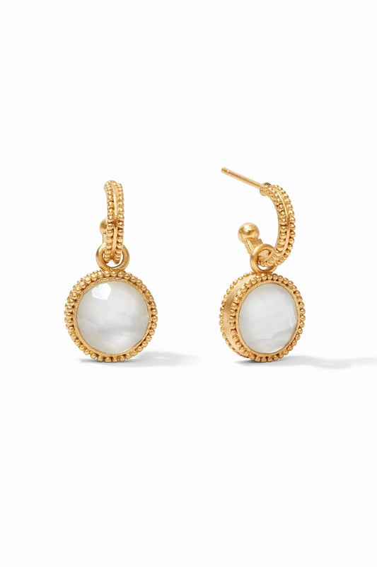 Fleur-de-Lis Hoop & Charm Earring-Iridescent Clear Crystal