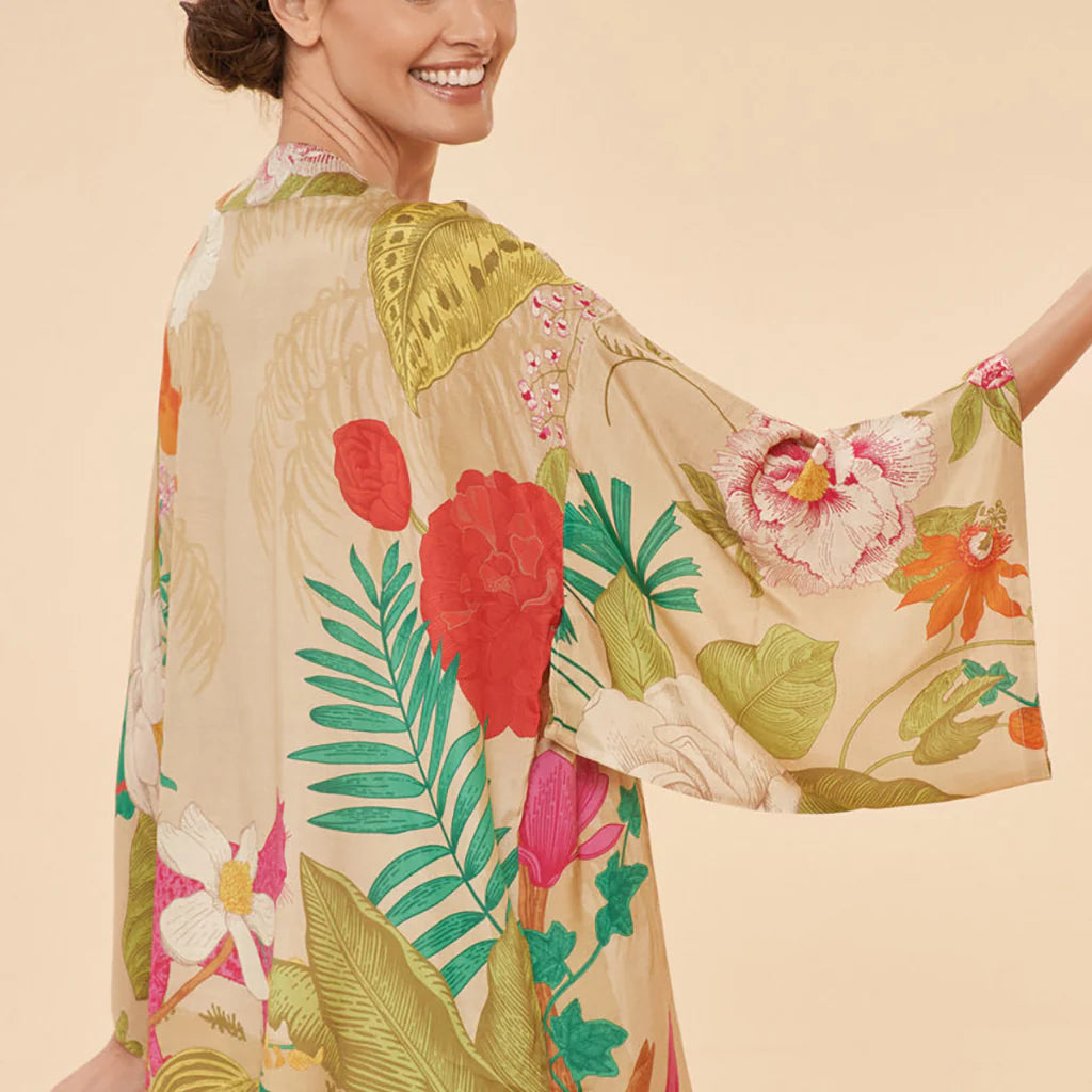 Kimono Jacket - Floral & Fauna - Coconut