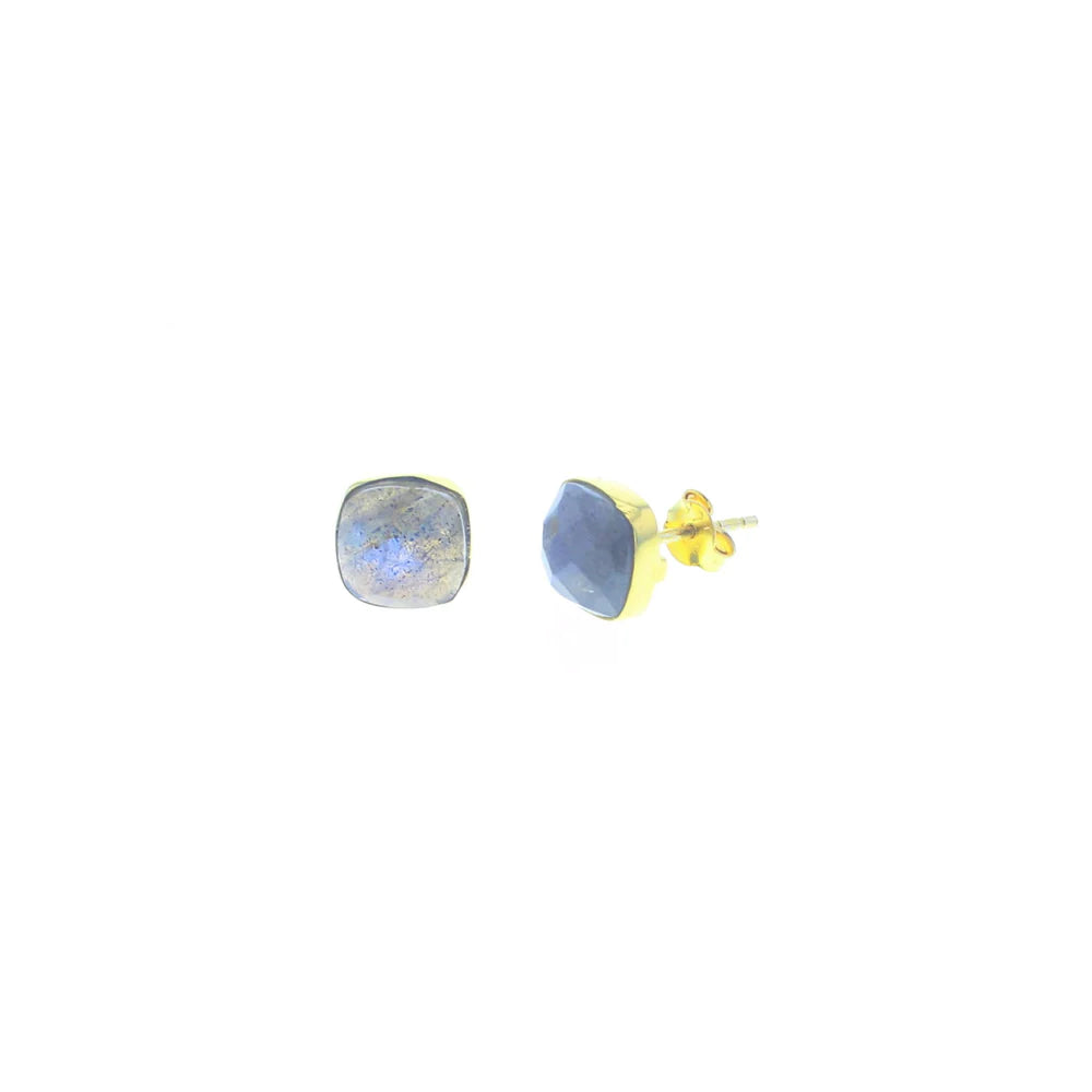 Gold Carded Gemstone Stud Earring