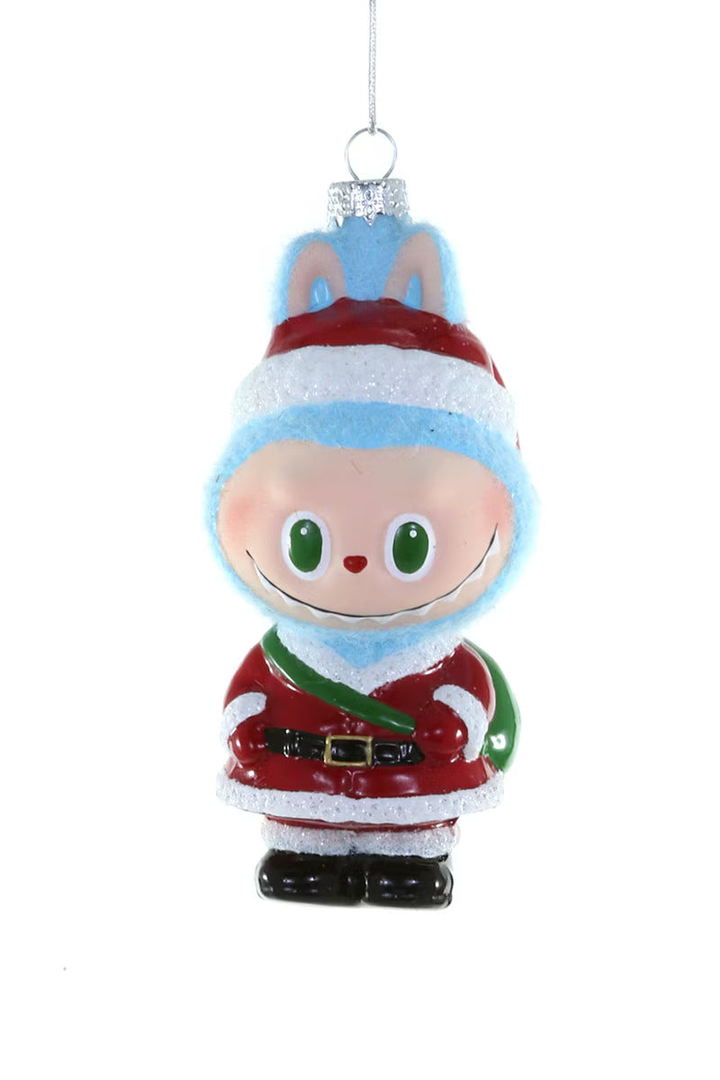 Fuzzy Monster Santa Ornament
