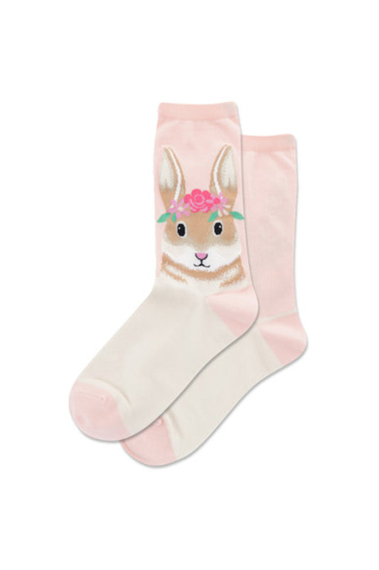 HOTSOX Women's Pink Bunny Crew Sock