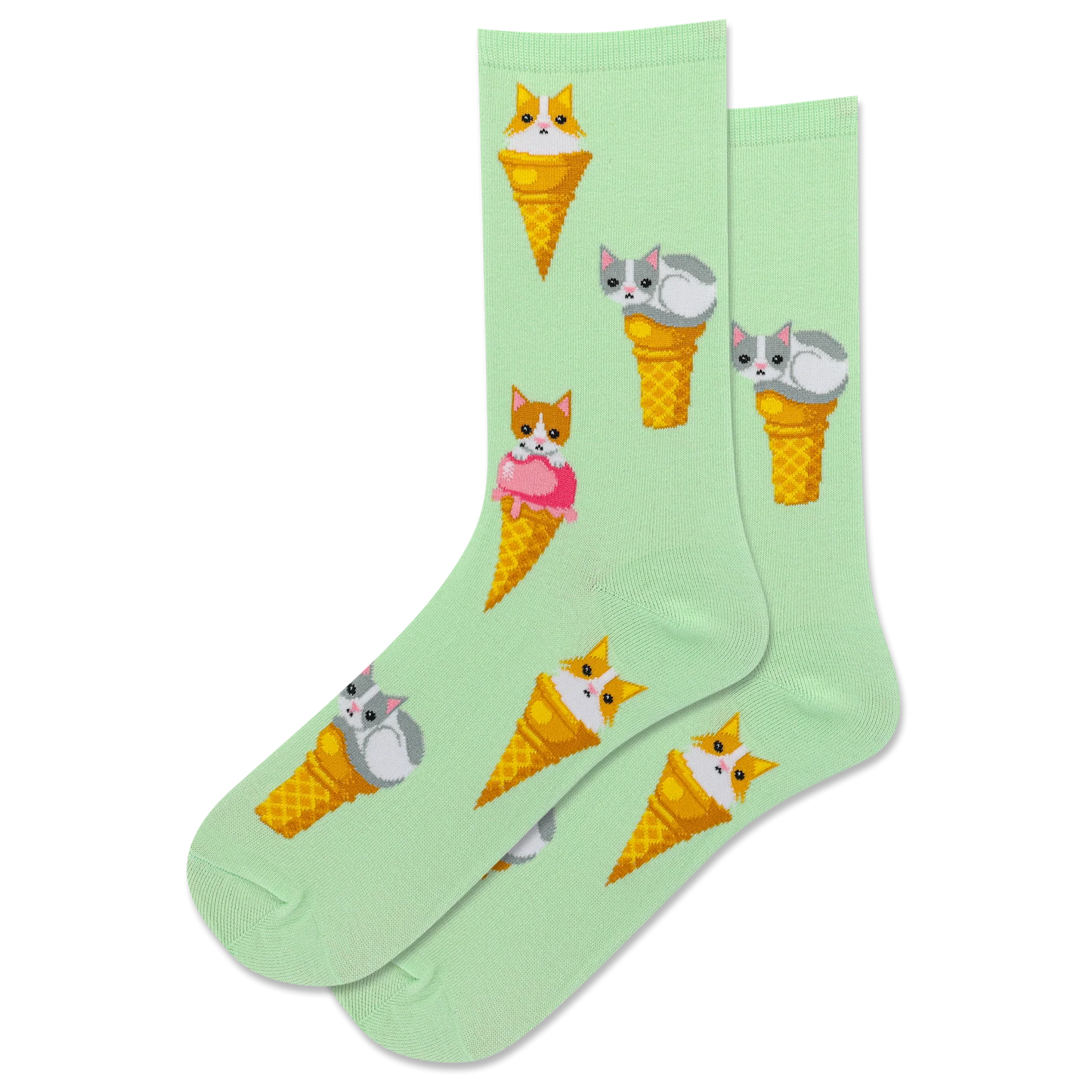 HOTSOX Women's Ice Cream Cat Crew Socks