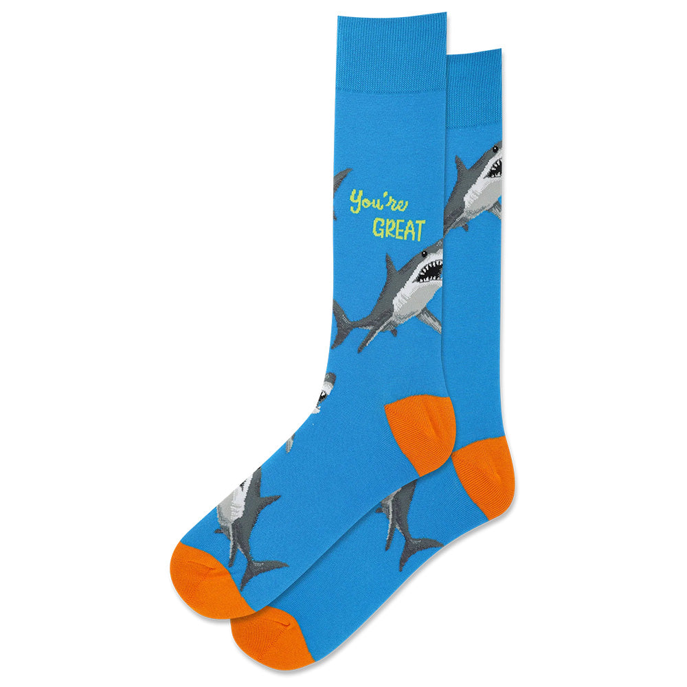 HOTSOX Men's "You're Great" Shark Crew Socks