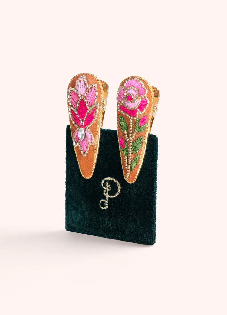Jewelled Hair Clips - Summer Rose