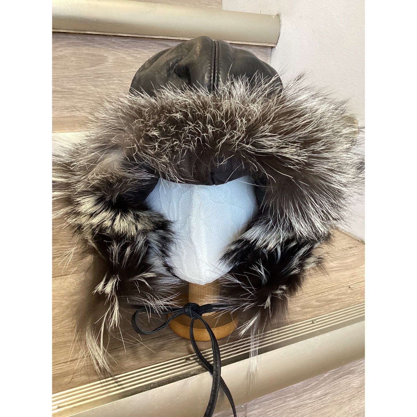 Leather and Fox Fur Hat