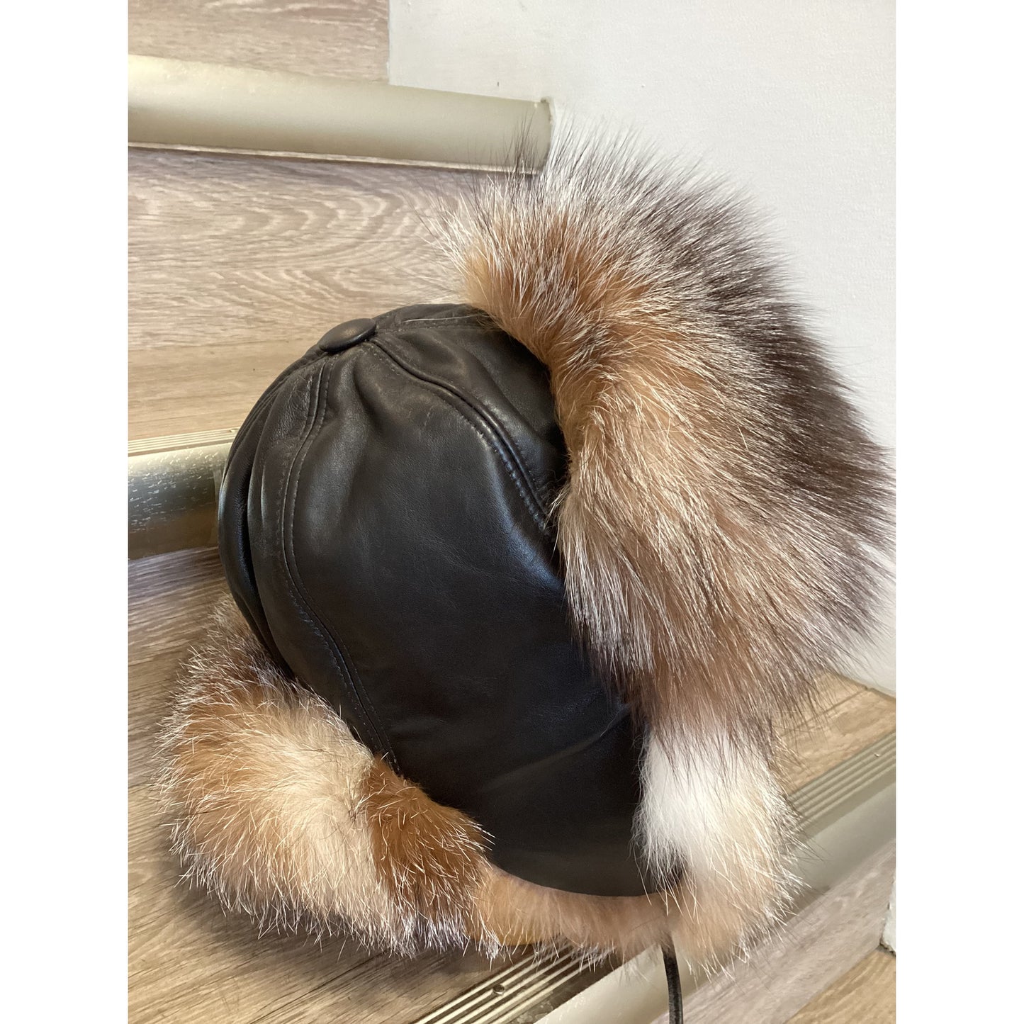 Leather and Fox Fur Hat