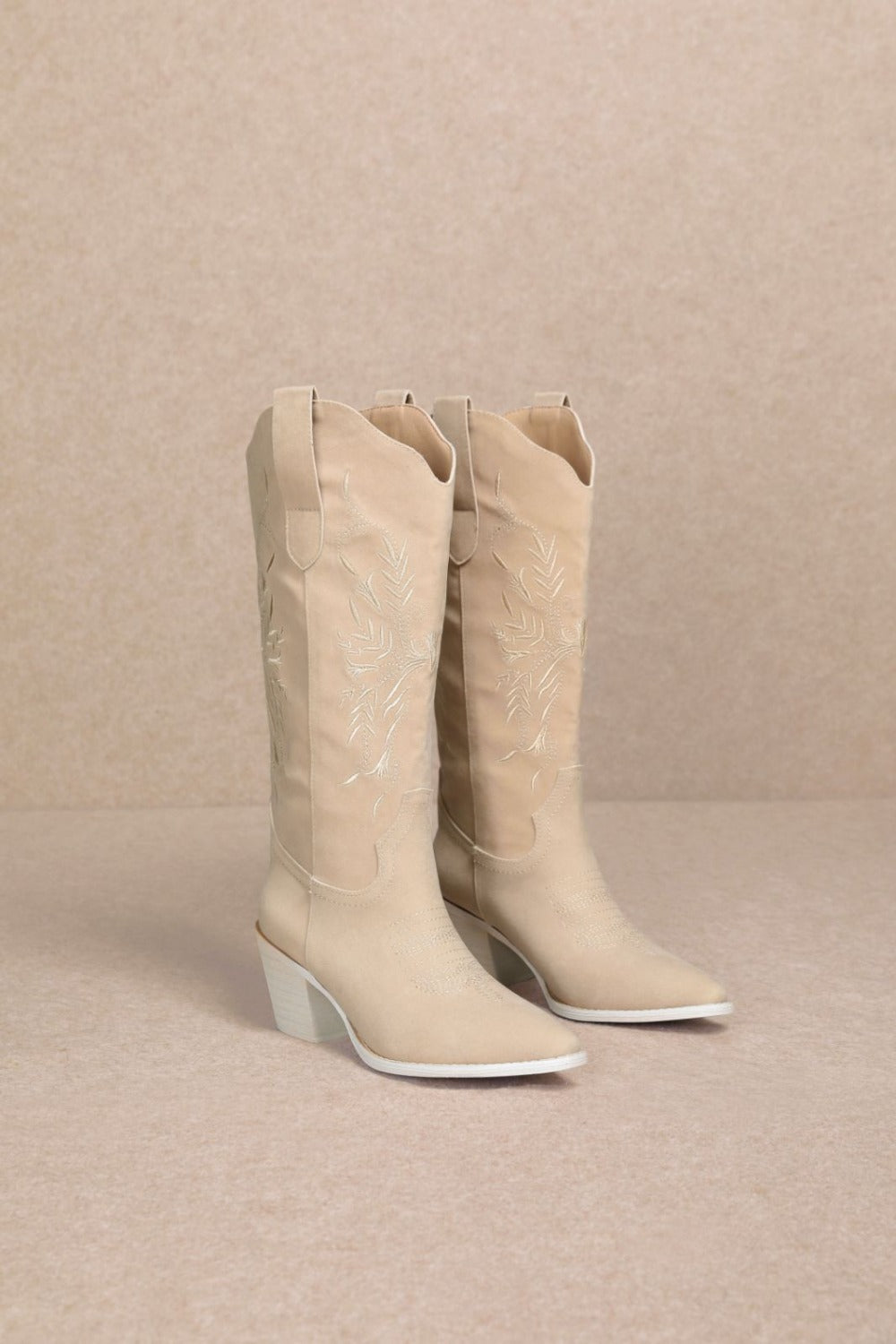 Beige suede cowboy boots hotsell