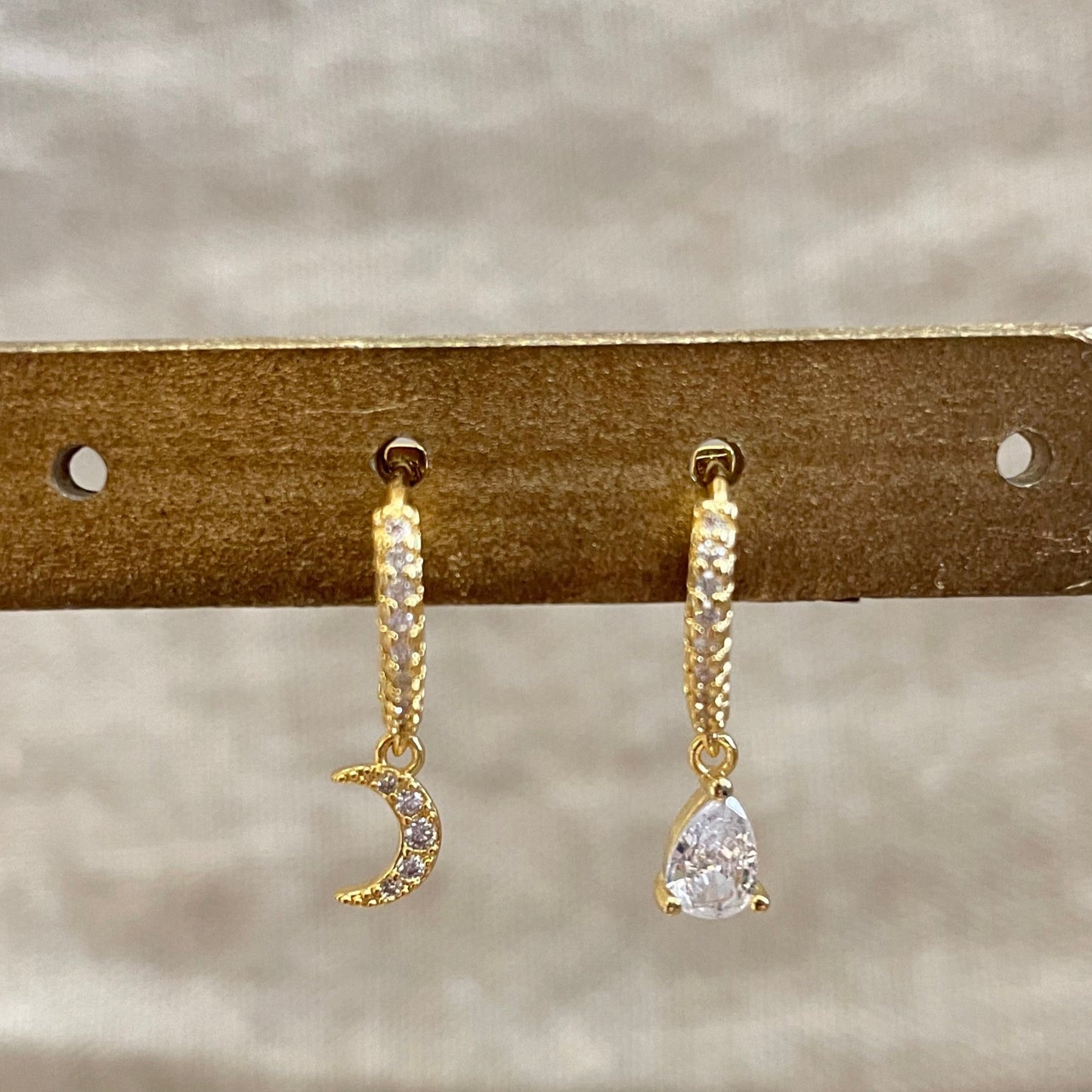 Crystal Gold Huggie Hoop Earrings