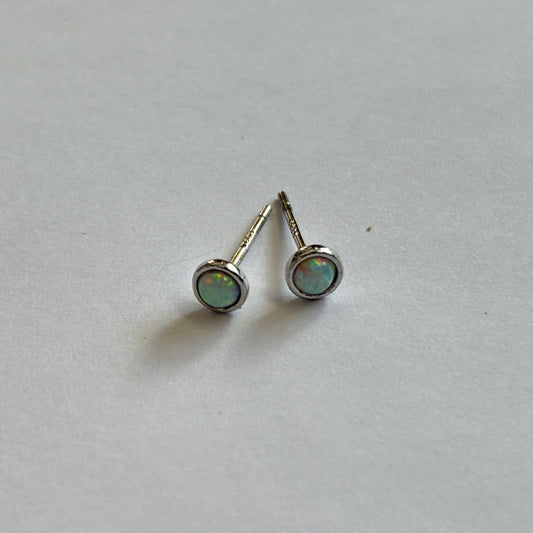 White Opal Stud Earring Extra Small