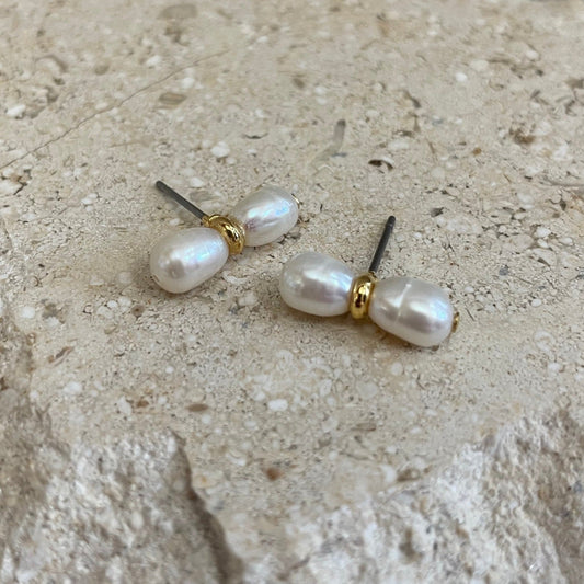 Duo Pearl Stud Earrings