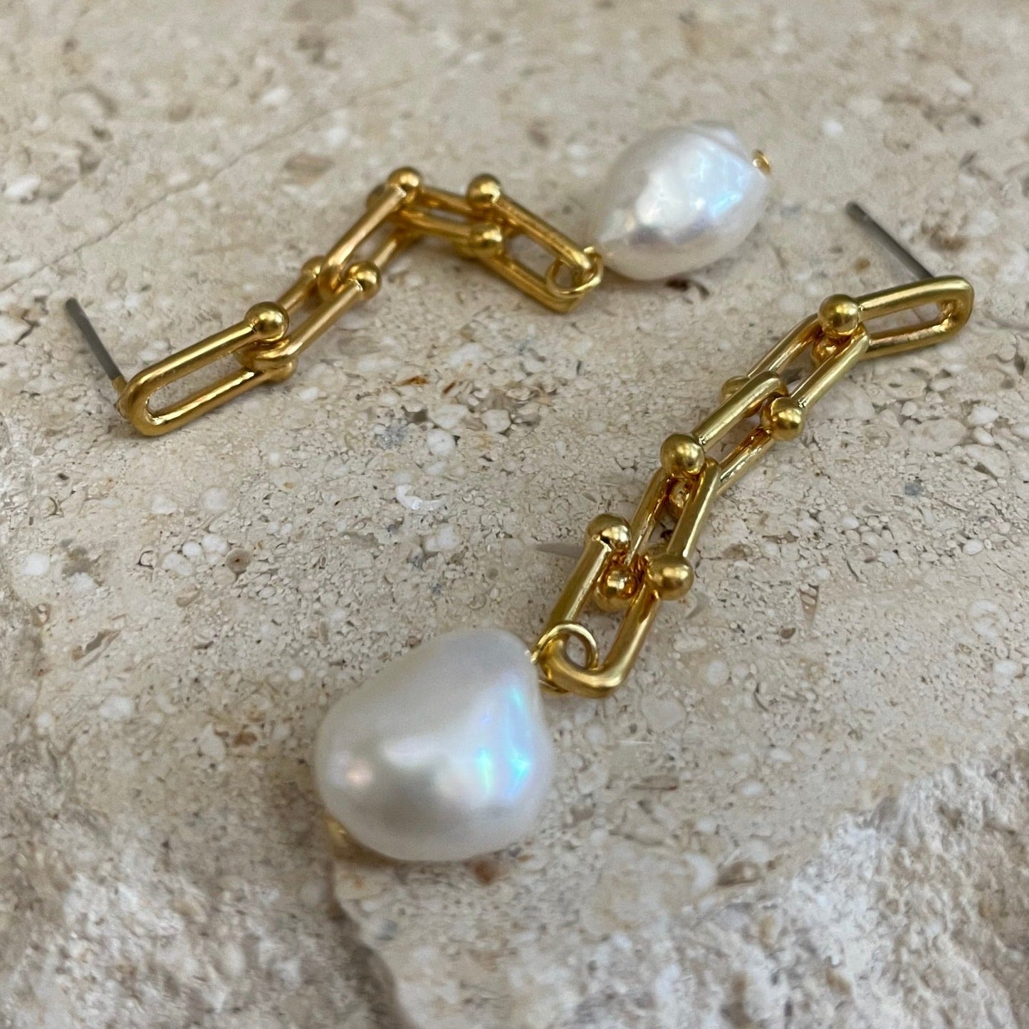 Pearl Chain Dangle Earrings