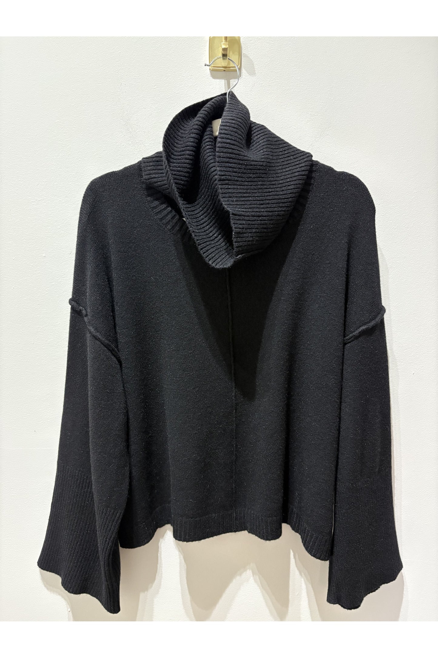 Tery Rib Neck Sweater With Snood